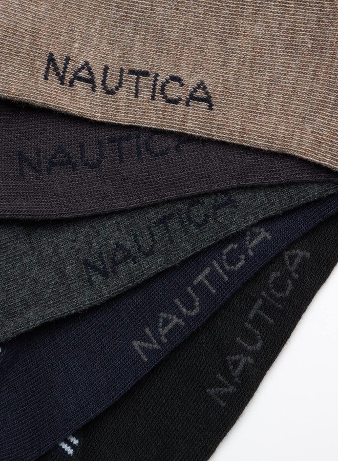 Nautica Mens Dress Socks - 5 Pack Breathable Comfort Stretch Crew-Length Work Socks for Men for Business Formal Wear (6-12.5), Size 6-12.5, Assorted Rib - Image 4